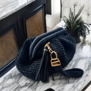 Clutch Gracia Negro de Rafia