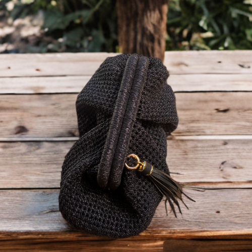 Clutch Gracia Canestro Negro Brillante