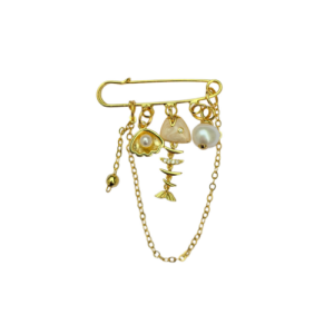 Broche Alfiler Baño de Oro 18K Mar