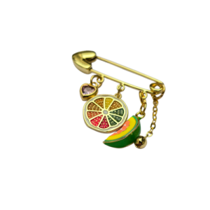 Broche Alfiler Baño de Oro 18K Frutas