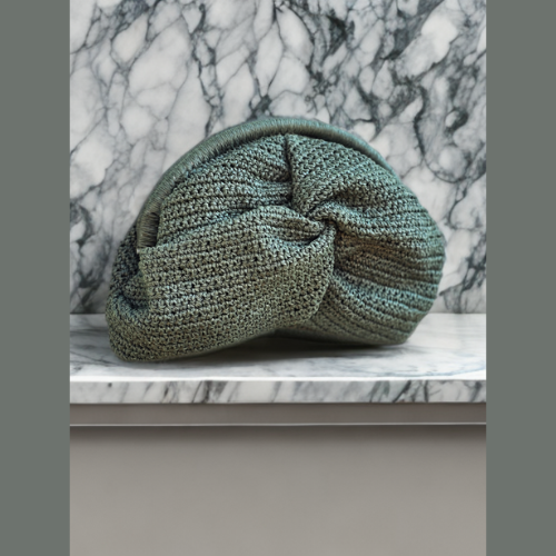Clutch Natural Rafia Verde Oscuro